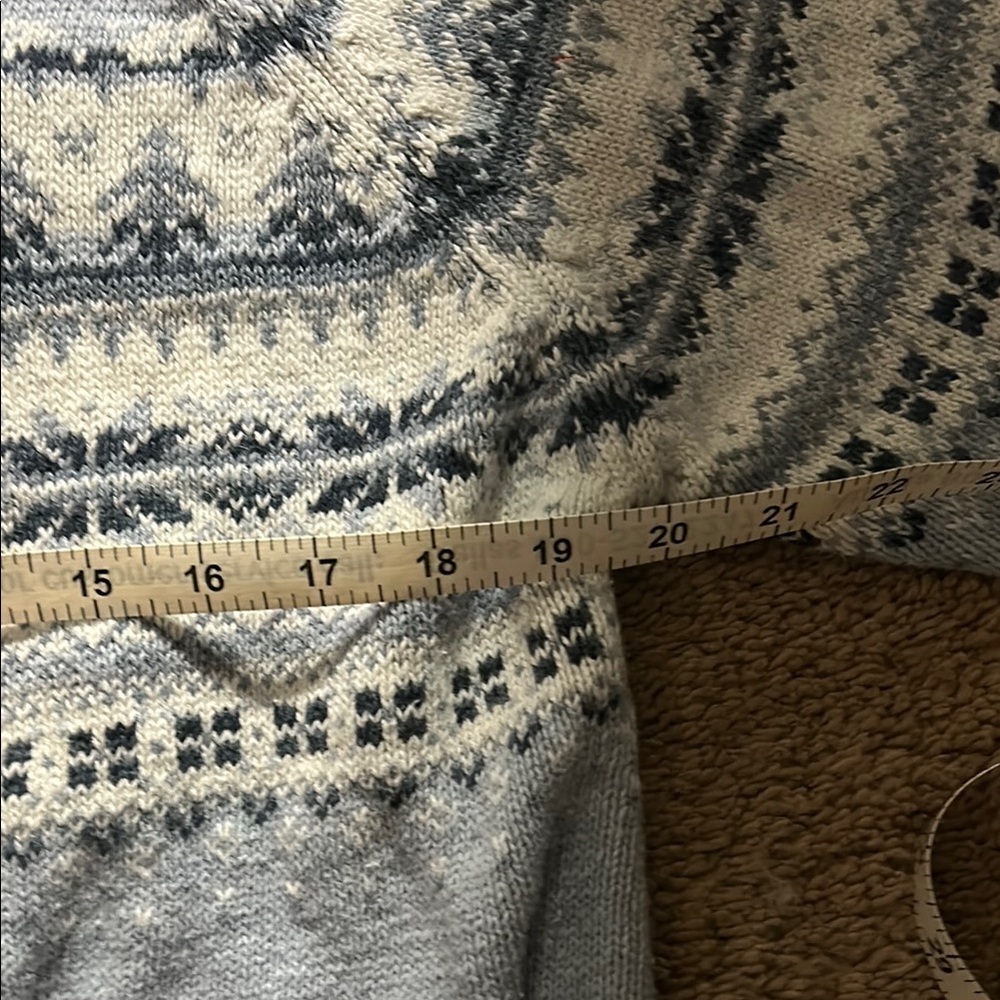 Gray Cowl Neck Sweater with Nordic Pattern - Picture 7 of 8